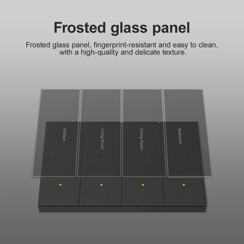 MANHOT Zigbee Smart Switch DIY Room Name with Backlight Color Adjustment APP Voice Control Child Lock Timing for Home Automation