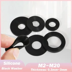 Black Silicone Washer M2 M2.5 M2.7 M3 M4 M5 M6 M8 M10 M12 M16 M20 O-ring Silicone Rubber Flat Washer Seal Ring Gasket