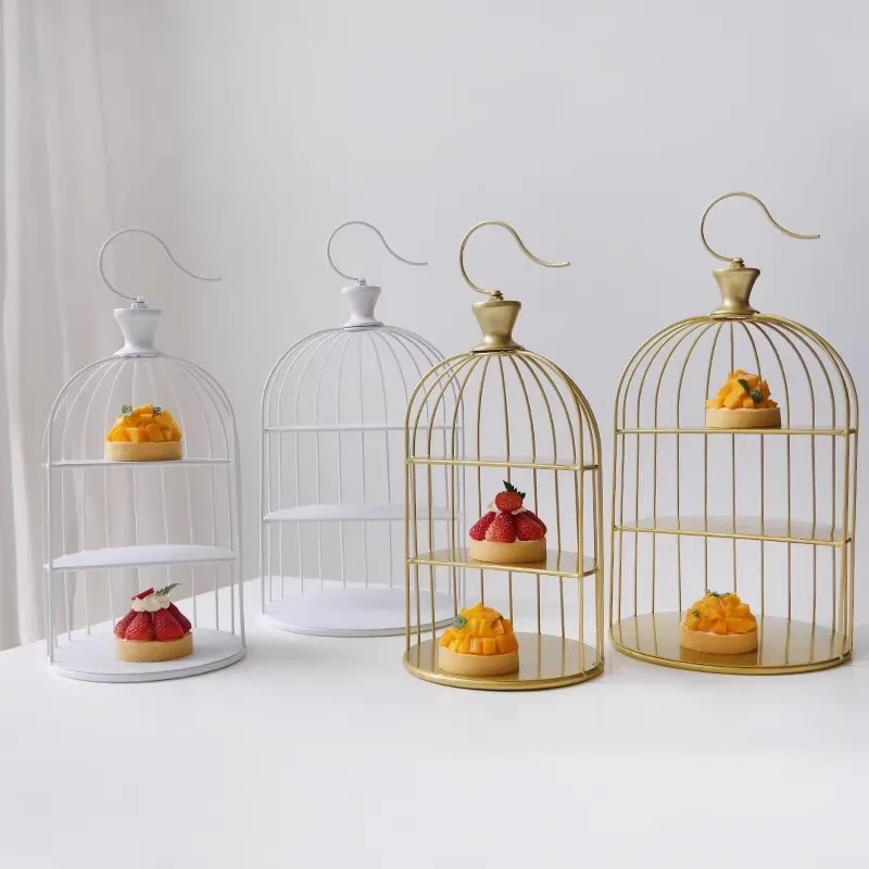 

European dessert table ornament birdcage cake rack afternoon tea snack rack tray wedding candy display stand display rack