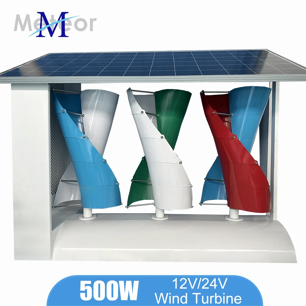 500W Wind Turbine Generator Vertical Axis 12V 24V Free Energy Wind Power Windmill Camping Home Appliance with MPPT Charger