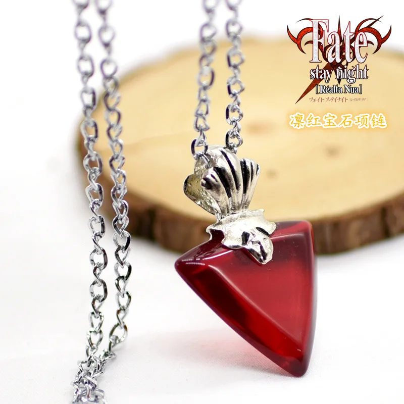 Fate Stay Night Necklace for Women Tohsaka Rin Hearts Pendant Necklaces Woman Trend Neck Silver Color Fashion Couples Party Gift