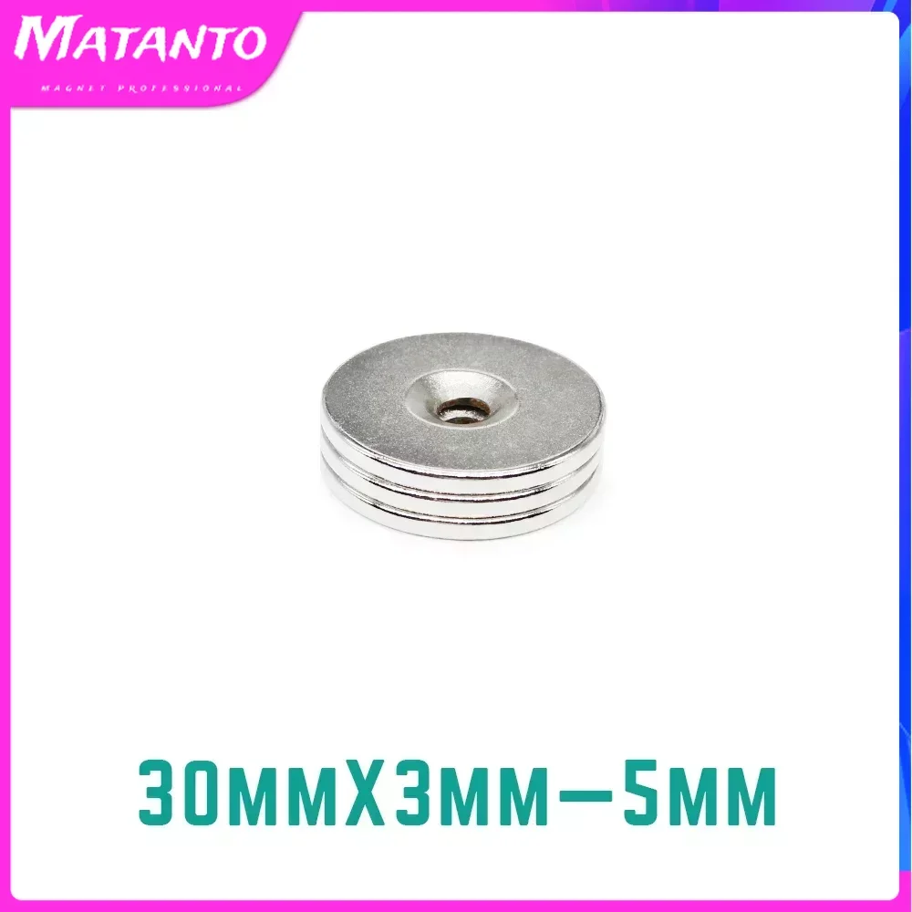 

5/10/20PCS 30x3-5mm Round Strong Powerful Magnets Hole Disc Countersunk Search Magnet