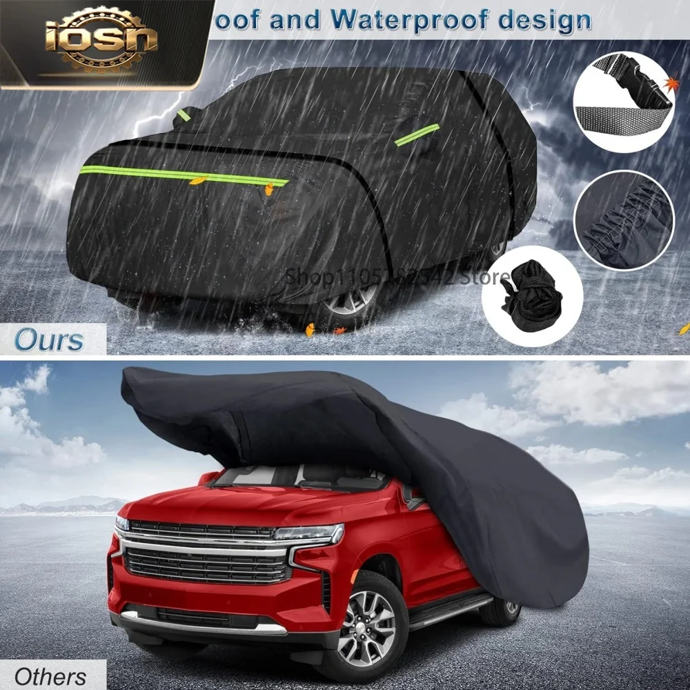 Waterproof Full Car Cover Custom Fit for 2007-2022 Chevy Suburban GMC Yukon All Weather Outdoor with Zipper Windproof Heavy Duty