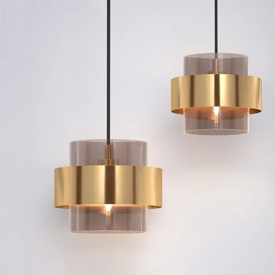 

Copper Bedroom Bedside Pendant Light Nordic Luxury Three Heads Restaurant Bar Combination Lamp Modern Simple Glass Chandelier