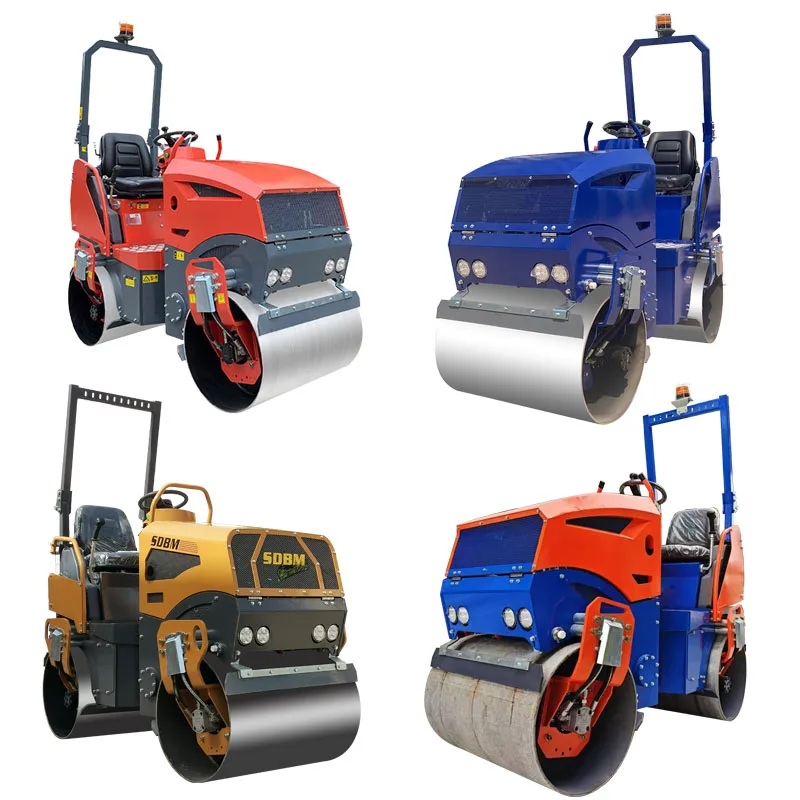 Hand Mini Vibratory Road Roller Single & Double Drum Two Wheel Diesel Tandem Asphalt Concrete Compactor Factory Low Price