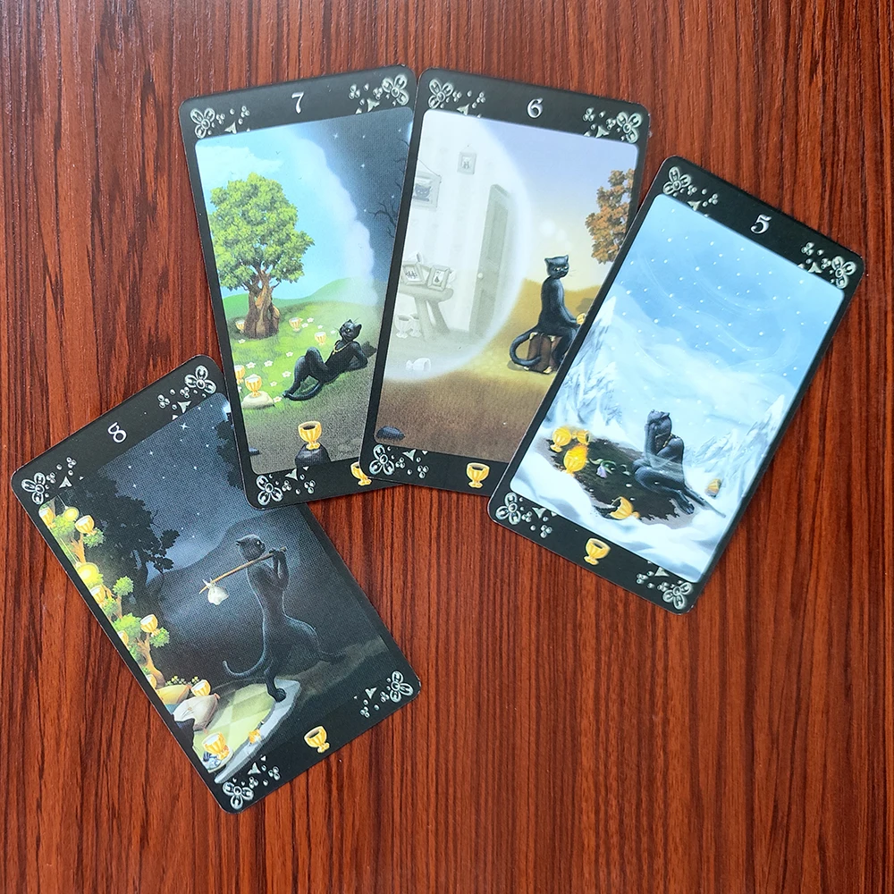 Black Cats Divination Tarot Deck Cards  for Fortunetelling Predictions English, Spanish, French, Italian, and German PDF Guide