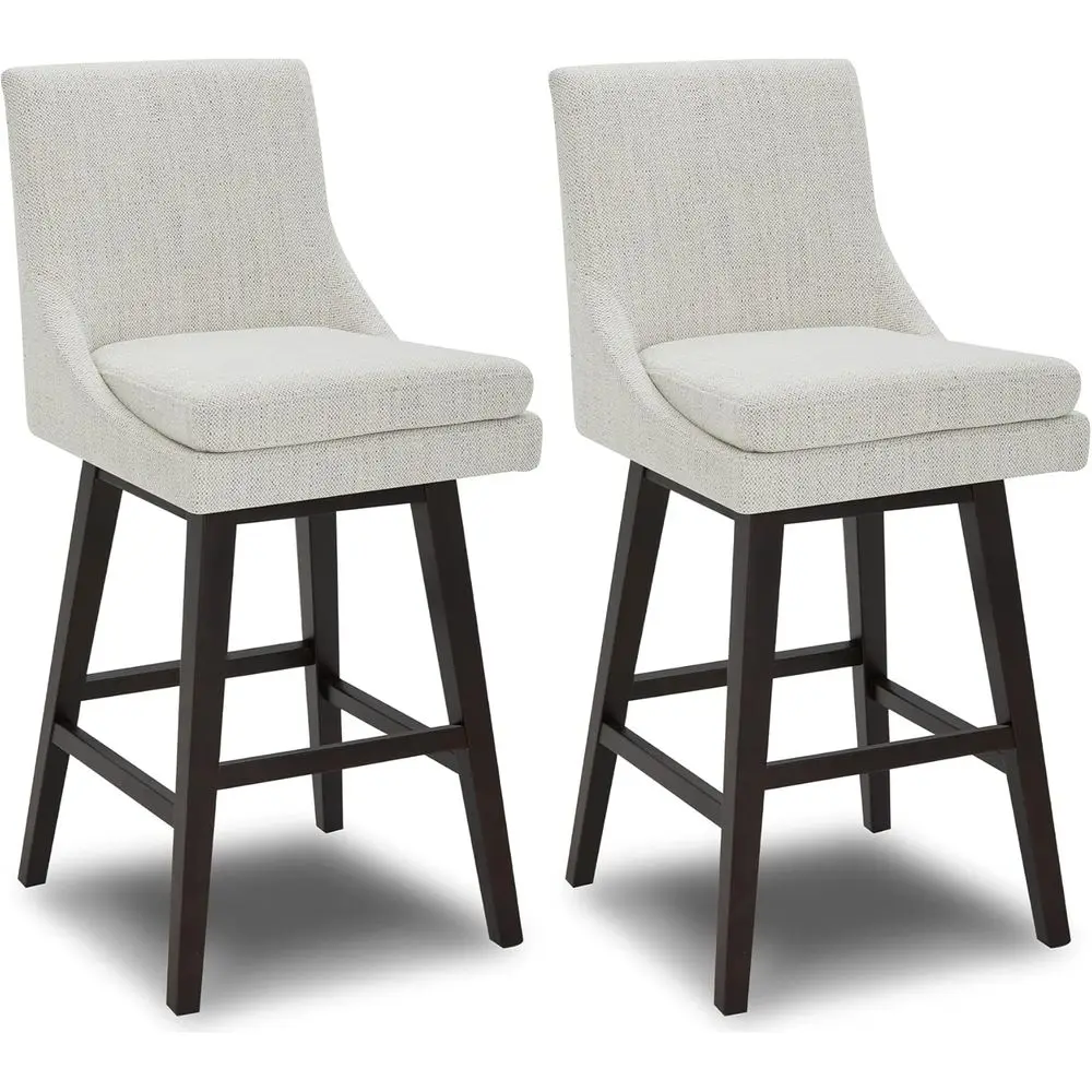 

Set of 2 Upholstered Swivel Bar Stools, 30.7 Seat Height, Ivory Fabric, SC Certified