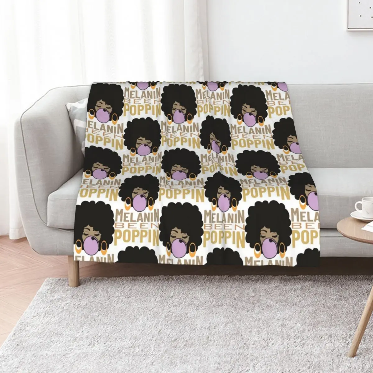 Melanin Been Poppin, Melanin Afro Woman Shades Drippin Melanin Shirt, Poppin, Black Girl Magic Throw Blanket Hairy Blankets