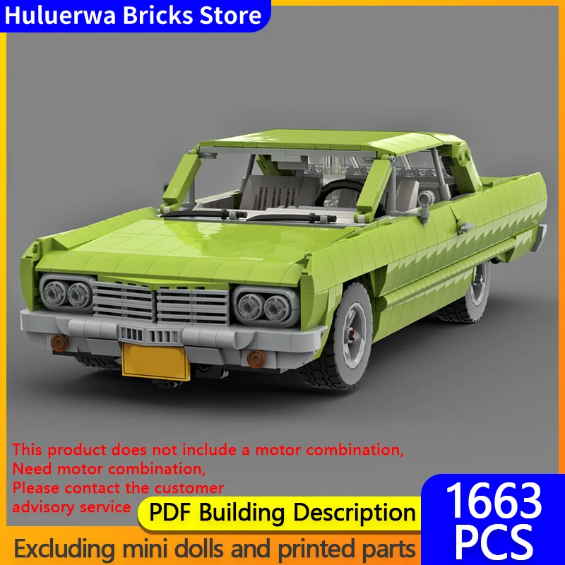 

Модель городской автомобиль MOC, строительные кирпичи, Impala SS, американский мускулистый автомобиль, модульная технология, детские праздничные подарки, сборка игрушек, костюм