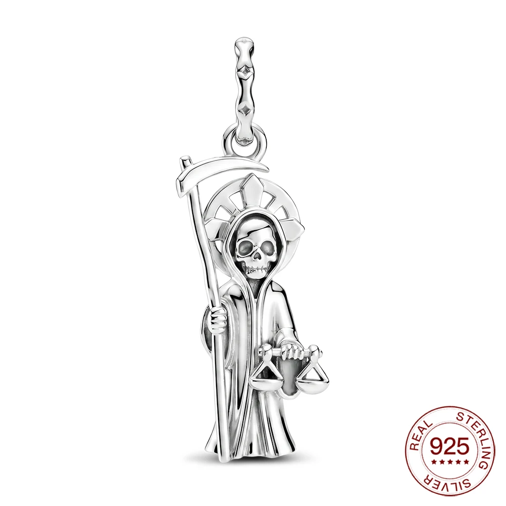 New 925 Sterling Silver Pendant Mexican Our Lady Of Death Charms Jewelry Making For Original Bracelet Ladies Halloween DIY Gifts