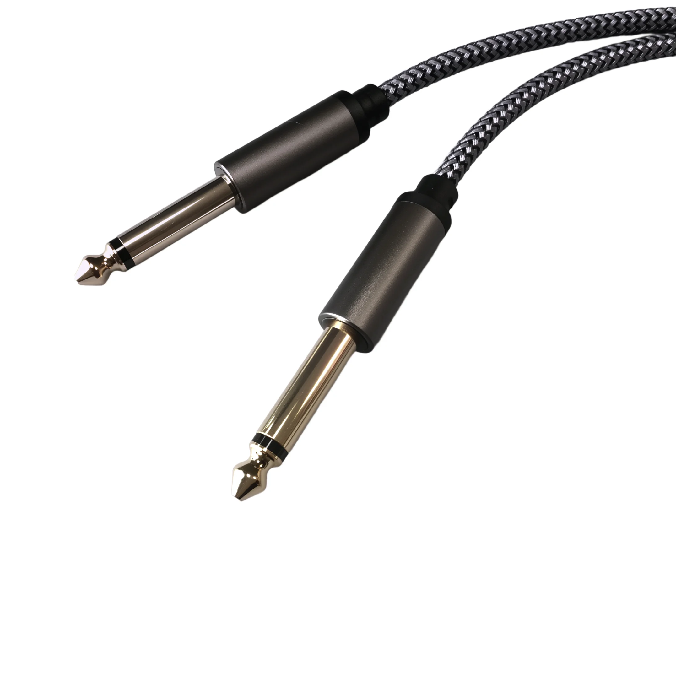 1/4 Inch TRS Instrument Cable 6.35mm Right Angle Public Body Sound Audio Cable for Electric Guitar Bass Balanced Interconnect
