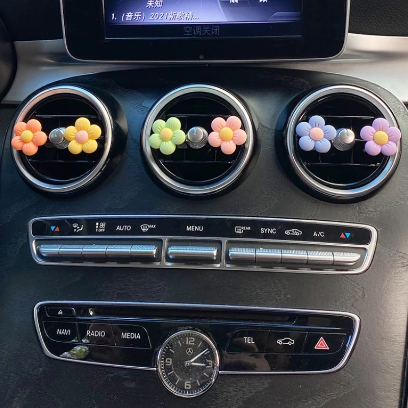 6Pcs/Set Flower Car Outlet Vent Clip Car Air Car Conditioner Car Interior Decoration for Girl Women Cute Cartoon Small Gift - Image 3