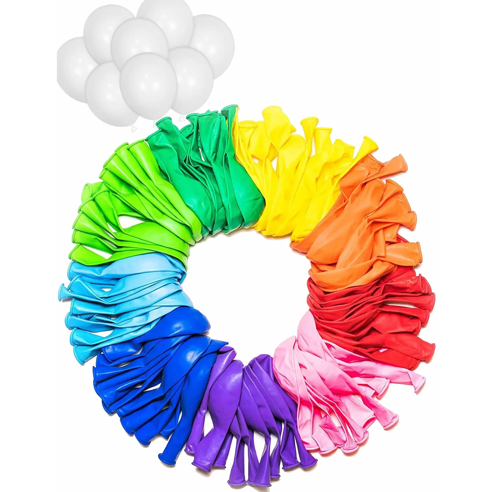 100Pcs Balloons Rainbow Set 12 Inches, Assorted Bright Colors, Kids Birthday Party Decoration Accessory