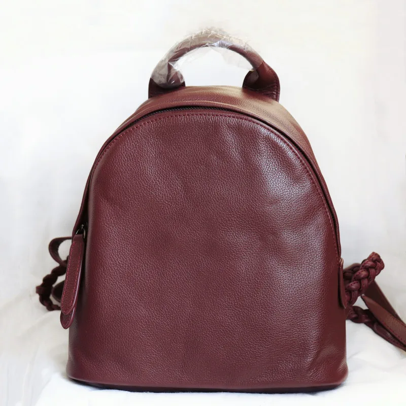 Women Backpack Female Genuine Leather Bag 100% Cowhide Solid Color Travel Bags Schoolbag For Girls Daily Shoulder Knapsack Trend