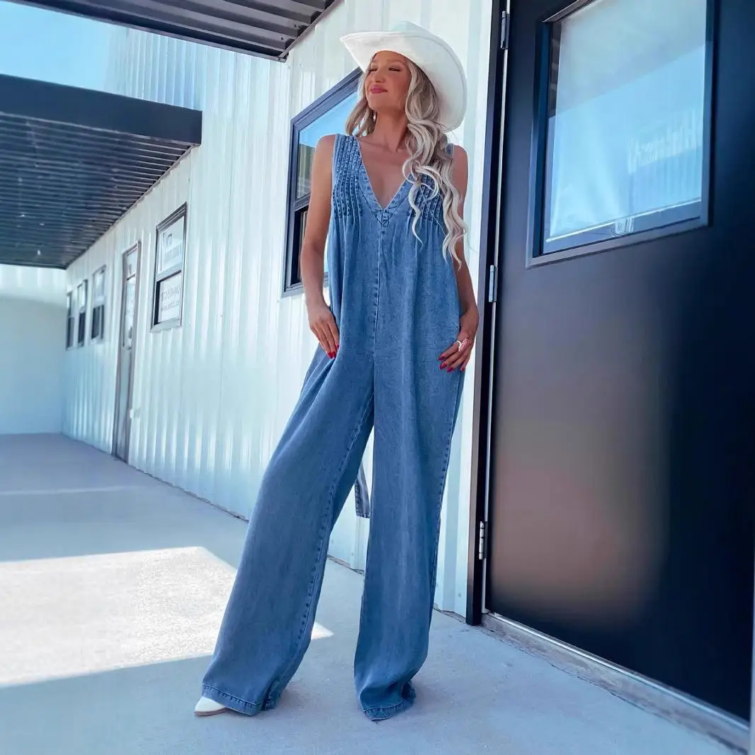 

Сексуальный джинсовый комбинезон Bal с высокой талией, длинные брюки, модная женская одежда, V-Ne, све, лето 20л.