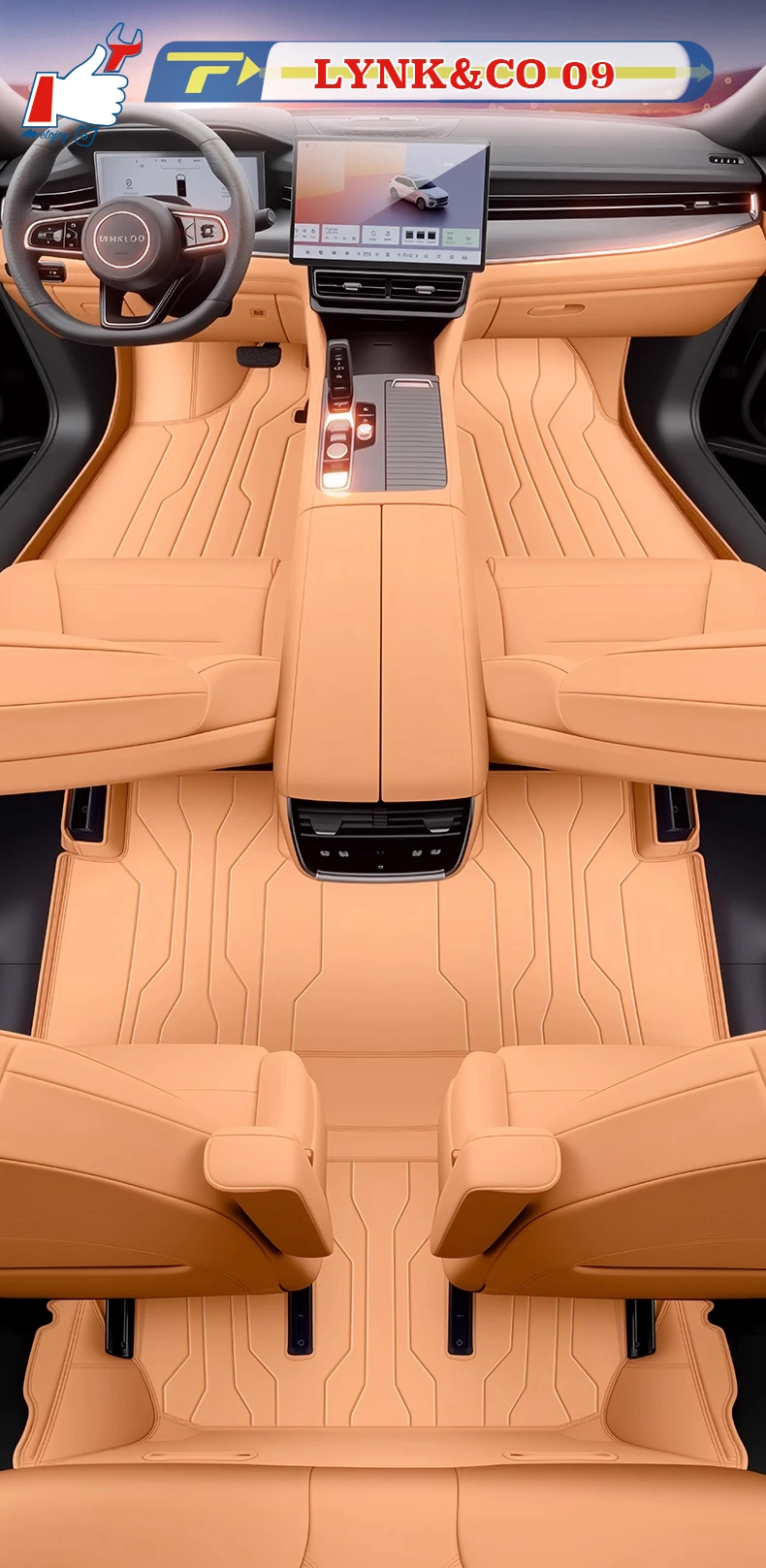 

Left-hand Drive Car Floor Mat For LYNK&CO 09 2024 Full-Surround Foot Mat Mat Floor Liner Floor Carpet Water-proof Mat