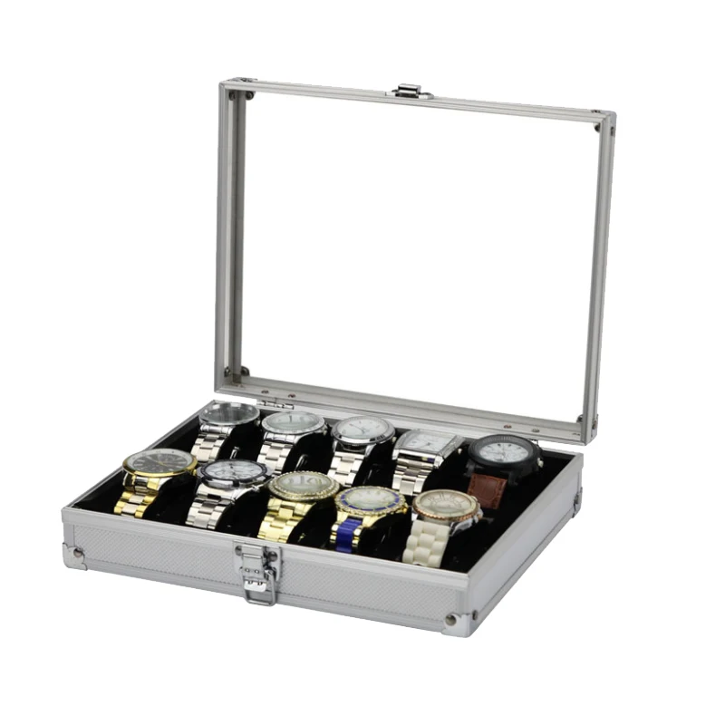 VANSIHO 6/10/12/24Grids Aluminum Alloy Box For Watch Pick Up Watch Storage Display Box With Multiple Slots