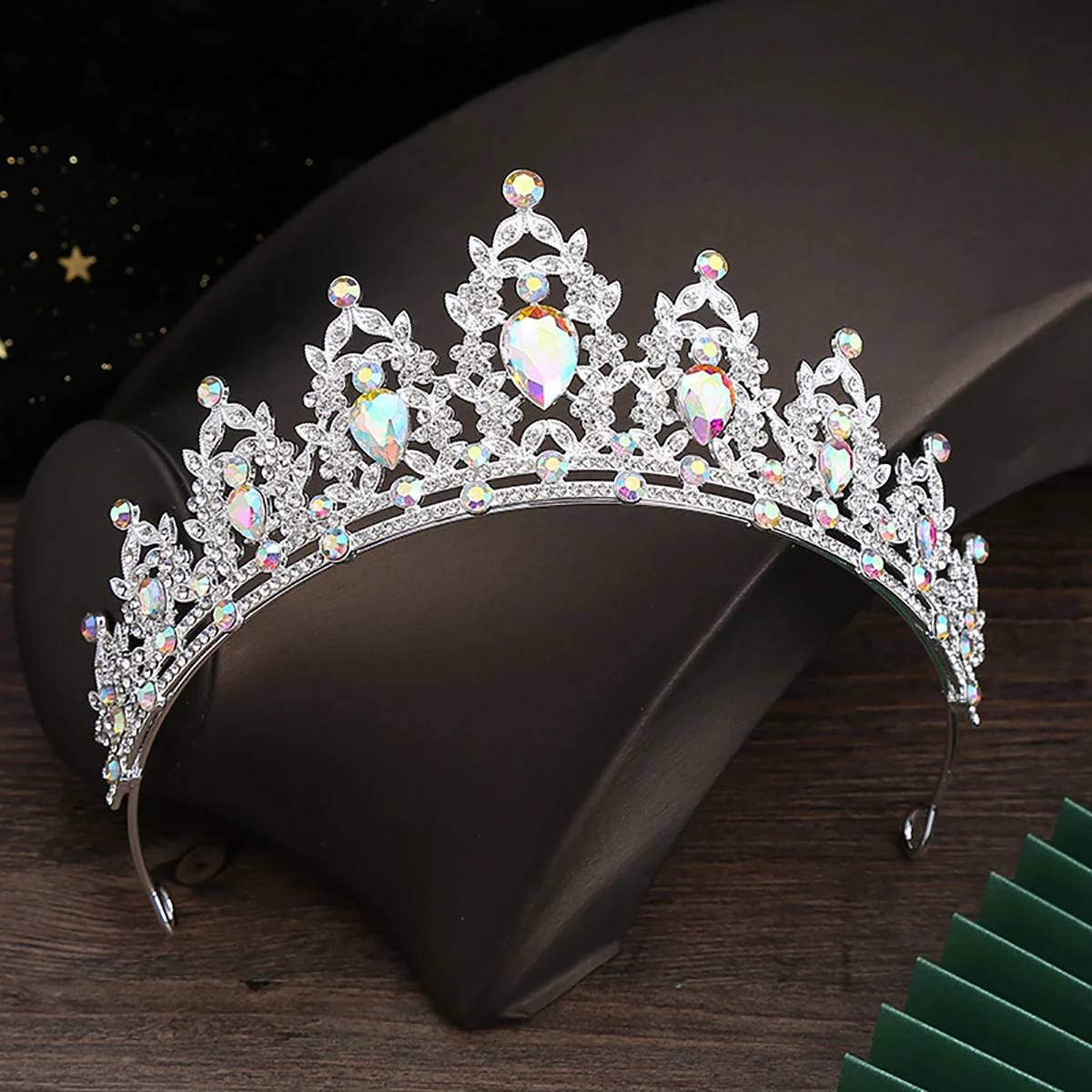 Bruiloft Haar Tiara Kristal Bruids Tiara Kroon Zilver Kleur Diadeem Sluier Tiara Bruiloft Haaraccessoires Hoofddeksels Hoofd Sieraden