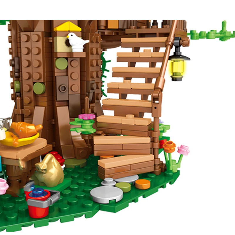 1106 個秋のツリーハウス 3 色の葉ビルディングブロック私の世界村建築レンガのおもちゃ子供のため