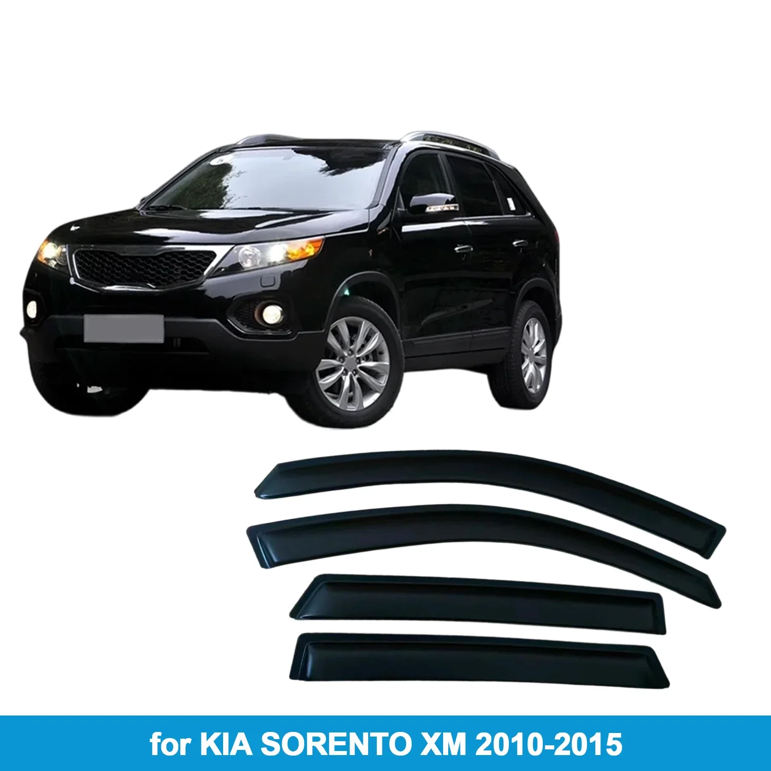 

Window Visor for KIA SORENTO XM 2010-2015 Rain Guard Side Vent Deflector Weathershield Outside-Mount Tape On