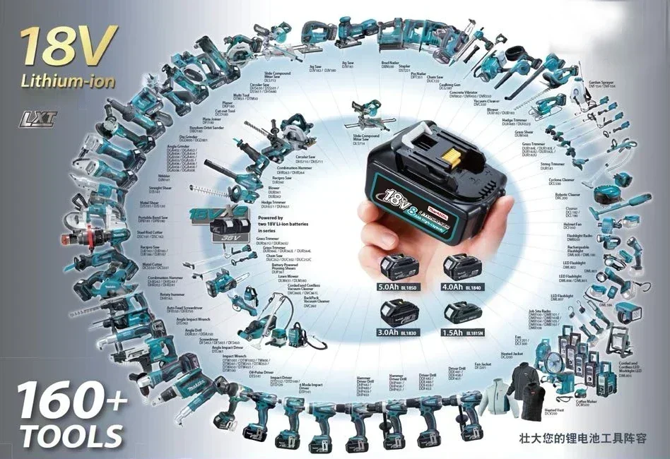 Bateria Recarregável para Makita, Original com LED, Substituição de Iões de Lítio, LXT, BL1860B, BL1860, BL1850, 18V, 12.0Ah