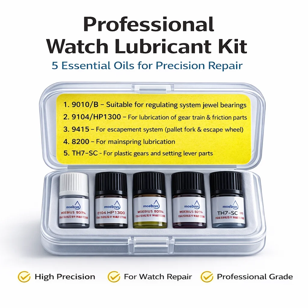 1 Set of Watch Movement Maintenance Oil, 0.5ml Capacity Each, Lubricating Oil 9010/9104/9415/8200/Th7