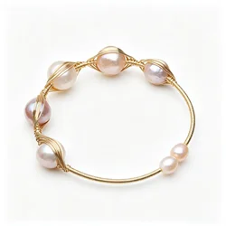 Wedding Freshwater Pearl Bracelet for Women,Cute 14k Gold Plated Natural Pearl Bracelets Mother Birthday Gift