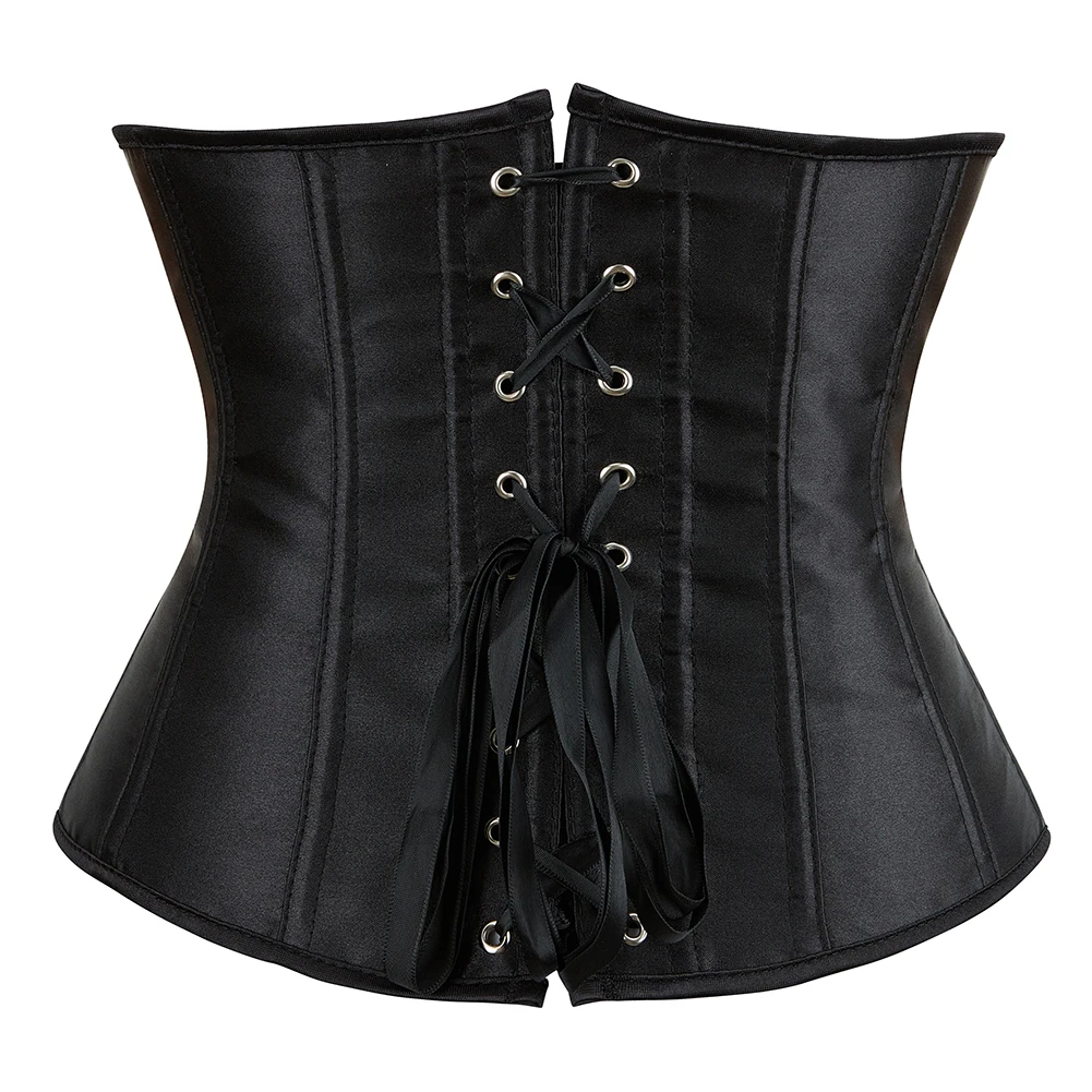 Corset Mujer Satin Underbust Korset Gothic Korsett For Women Sexy Gorset Minceur Black Korse Gothique Femme Bone Corsets