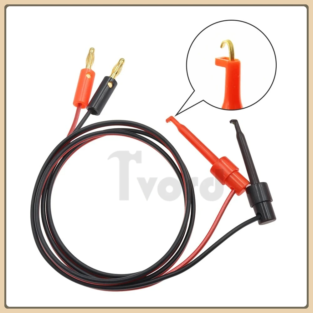 

1 Pair 1M 4mm Banana Plug to Electric Hook Clip Test Cable Gold Plated for Multimeter Test Leads Wire Connector red Black Banana