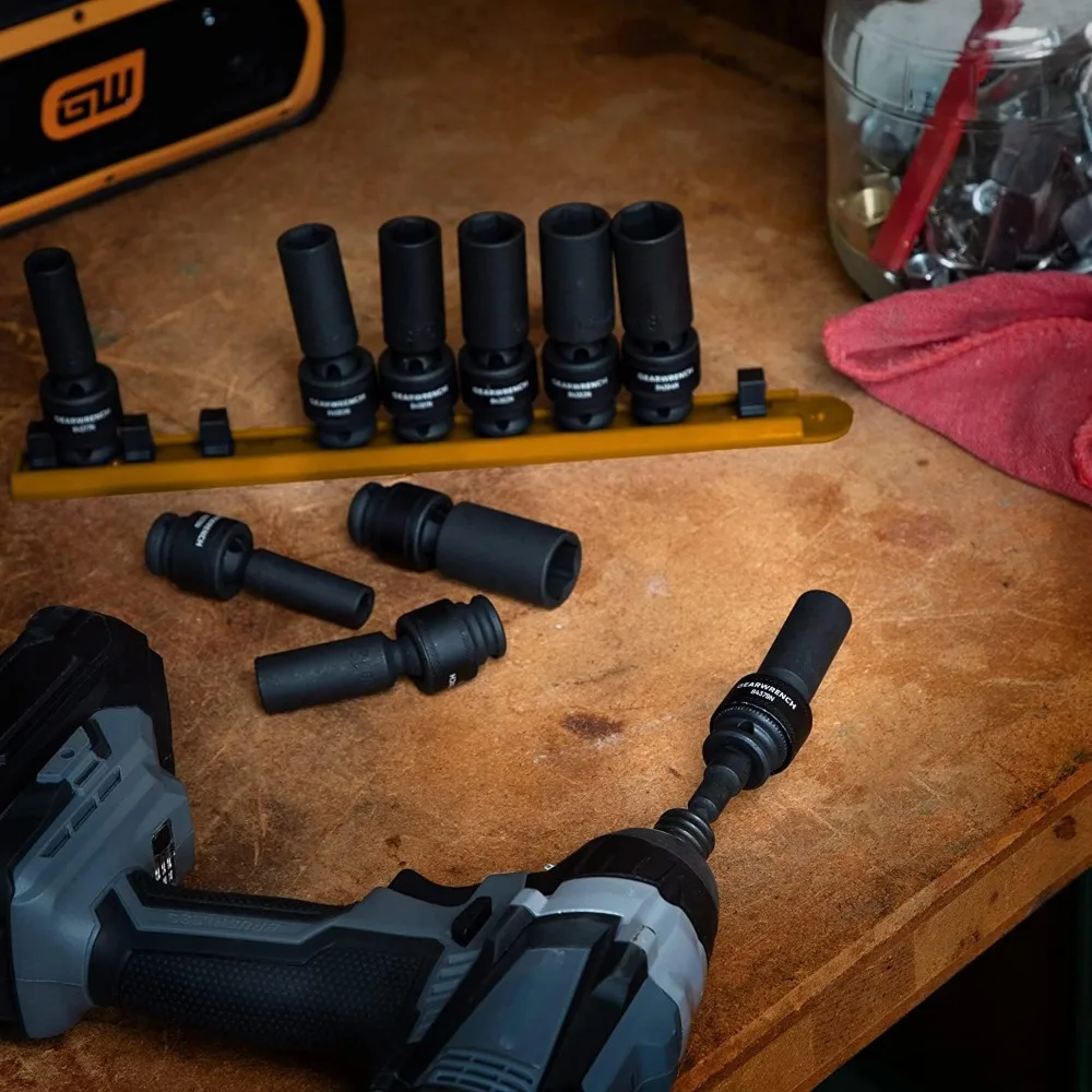 GEARWRENCH 10 Pc. 3/8 Inch Drive 6 Pt. Deep Universal Impact Socket Set, Metric - 84924N