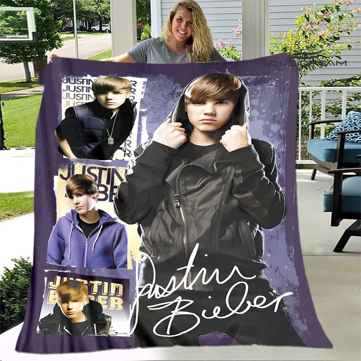 3D Justin Bieber printing blanket children\'s warm blanket Picnic blanket soft and comfortable blanket Home travel blanket