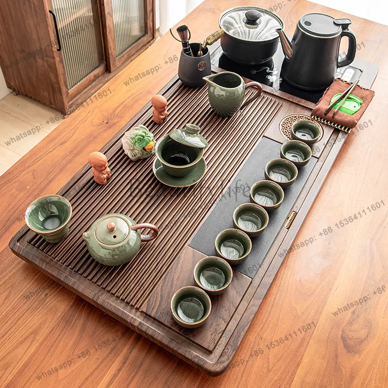 Factory Direct Sales Nordic Rectangle Tea Tray Hospitality Ceremony Accessories Luxury Tea Tray Chinese Kung Fu Bandeja Madera H