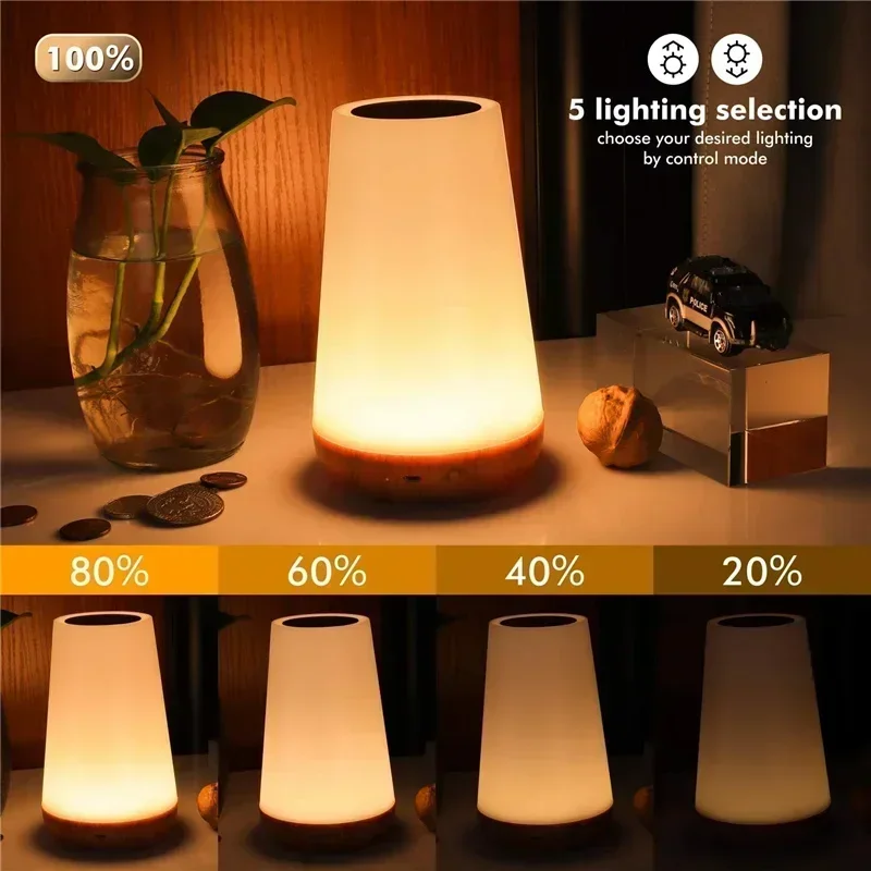 Seven crow wood touch nightlight desk lamp bedroom bedside lamp painted atmosphere lamp color TV U lamp bedside touch desk.