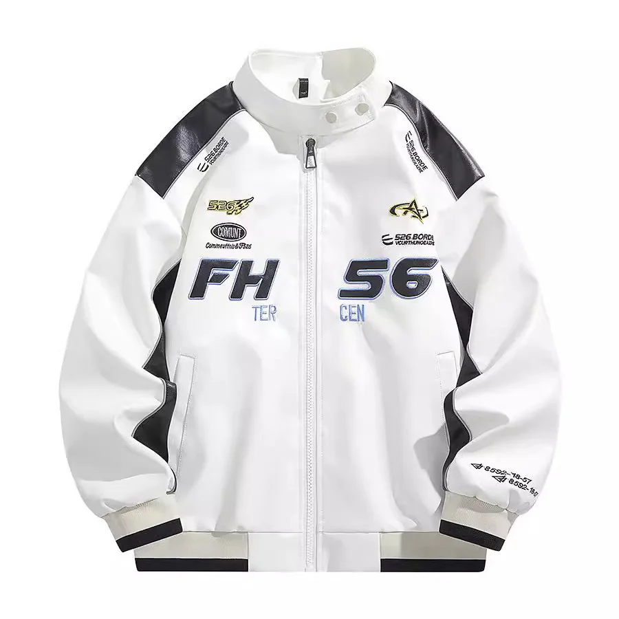 

Autumn Man Pilot Jacket letter Printed Stand Collar Male Outerwear Streetwear Long Sleeve Loose Casual Windproof Men Coat