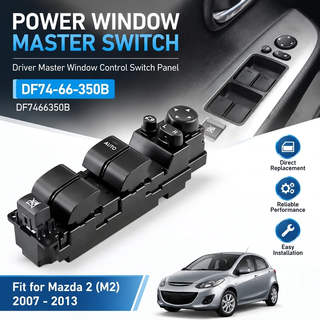 Interruttore Principale Alzacristalli DF74-66-350B per Mazda 2 M2 2007-2013 Pannello Interruttore di Controllo Alzacristalli Lato Guidatore DF7466350B Ricambi Auto