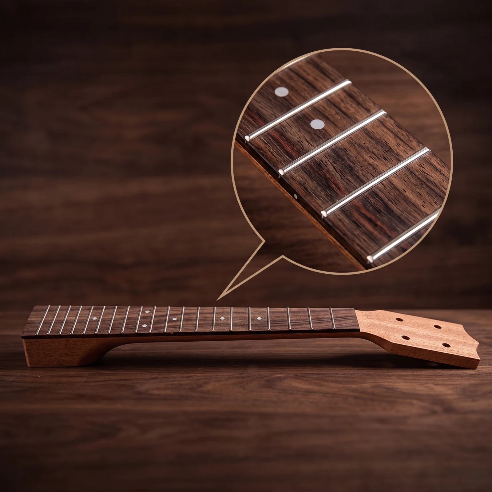 Ukulele Neck with Fingerboard Easy to Install Ukulele Neck with Fretboard Instrument Part Lightweight Long-Lasting