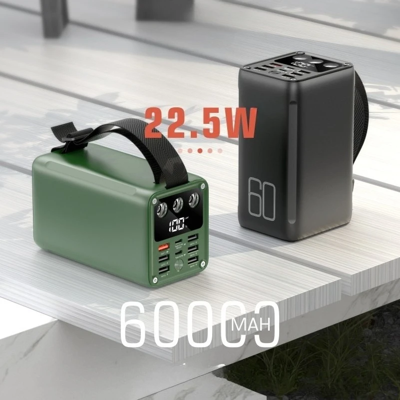 

New Power Bank PD 30W High Capacity 60000mAh Fast Charging with LCD Display for Outdoor Camping Spare Auxiliary Battery