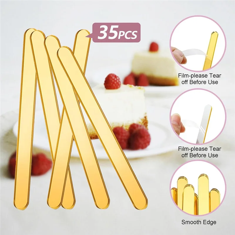 WORTHOWN-35 Stück goldene Acryl-Eis am Stiel, wiederverwendbar für Cakesicle-Sticks, große glitzernde Eis am Stiel