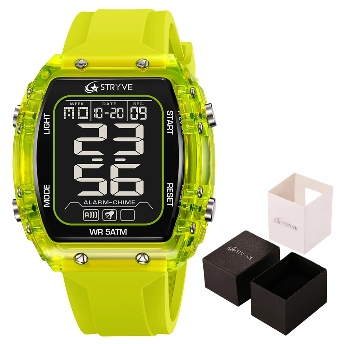

STRYVE 8031 Men's Watch with Box High Quality Waterproof Watch Digital Movement Calendar Chronograph Silicone Band Wristwatch