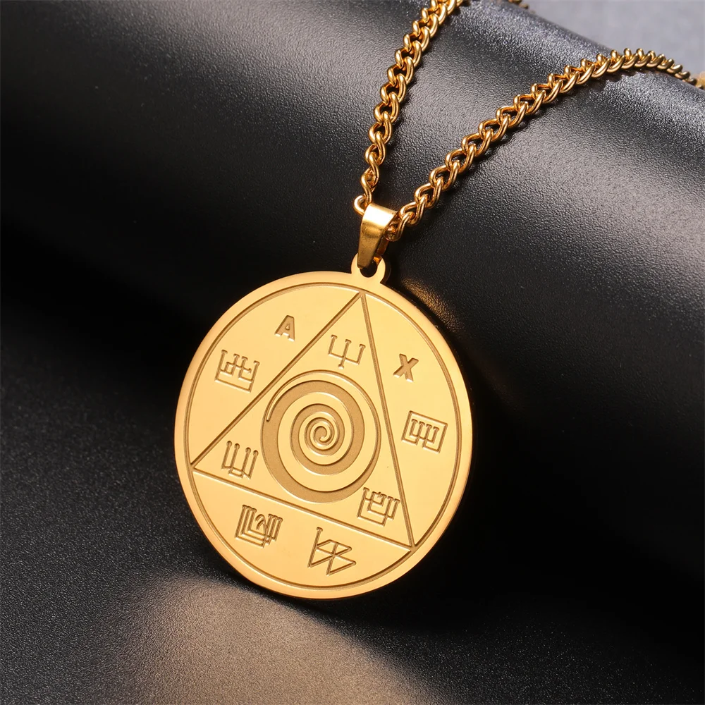 Jeshayuan Powerful Pendant of Abraxas Necklace Men Chains Stainless Steel Talisman Spiritual Occult Amulet Jewelry collar hombre