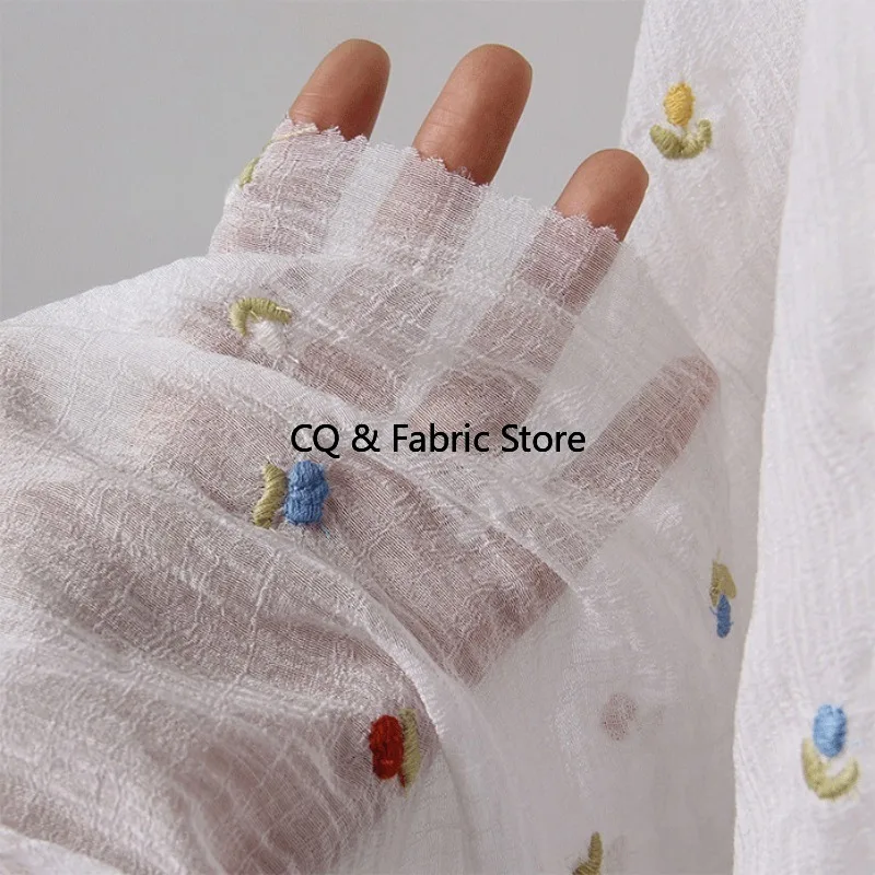 

Lightweight Semi-Transparent Soft Embroidery Chiffon Fabric for DIY Clothing Dresses and Shirts