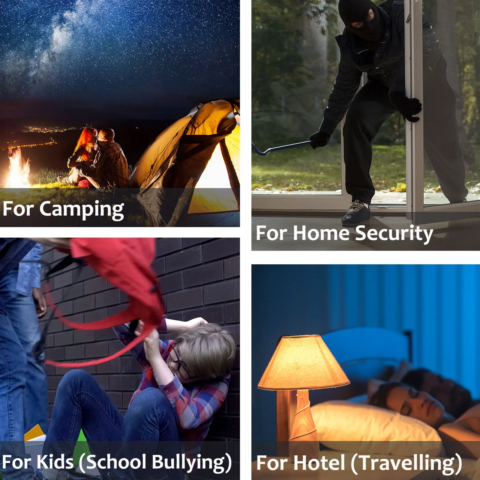 Portable Camping Alarm Self Defense Siren Mini Motion Detector Alarm  120DB Loud Security Device for Women Kids Travelling Alone