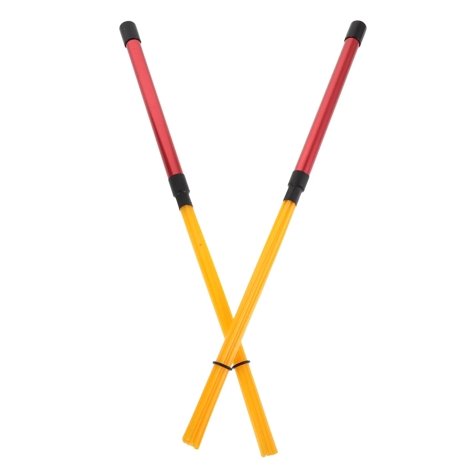 1Pair Jazz Drum Brush Bundle Sticks Aluminum Alloy Handle Yellow Nylon Tips for Drums Flexible Control Easy