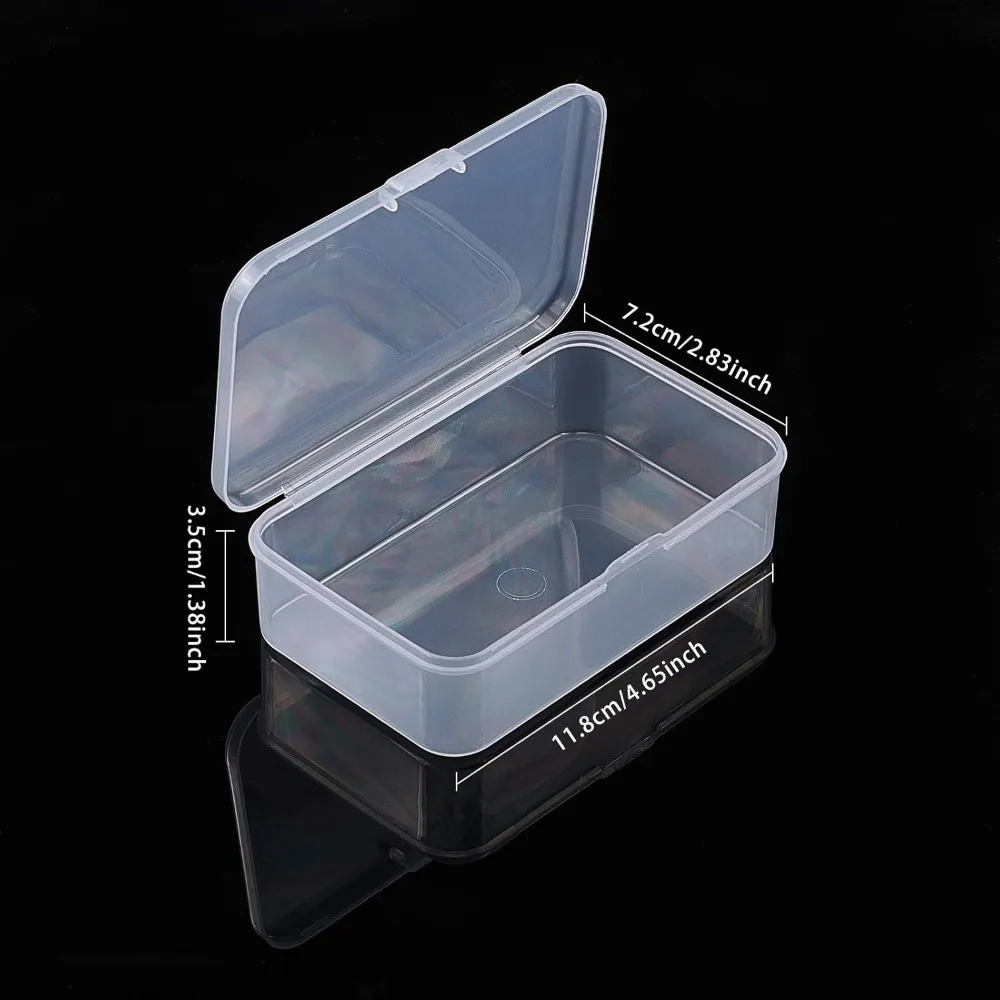 8 Pack 4.6x2.8x1.3 Rectangle Clear Plastic Bead Storage Containers Box Case with lid for Pins Coins Tiny Bead Jewelry