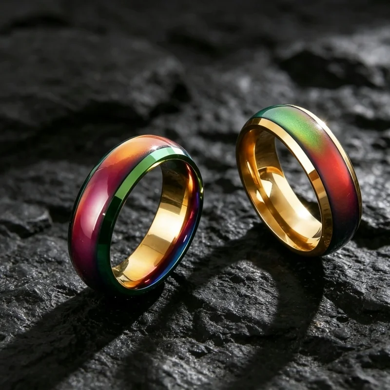 Color Changing Mood Ring Simple Thermochromic Temperature Sensitive Ring Women’s Adjustable Jewelry Gift
