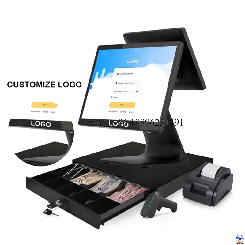 POS Terminal Touch Screen Cash Register Windows Android POS System with Dual Screen for Retail Store Restaurant Cashier