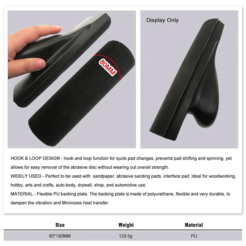Ponceuse à main 80X190MM, plateau adhésif de meulage manuel, disque adhésif de polissage adhésif noir