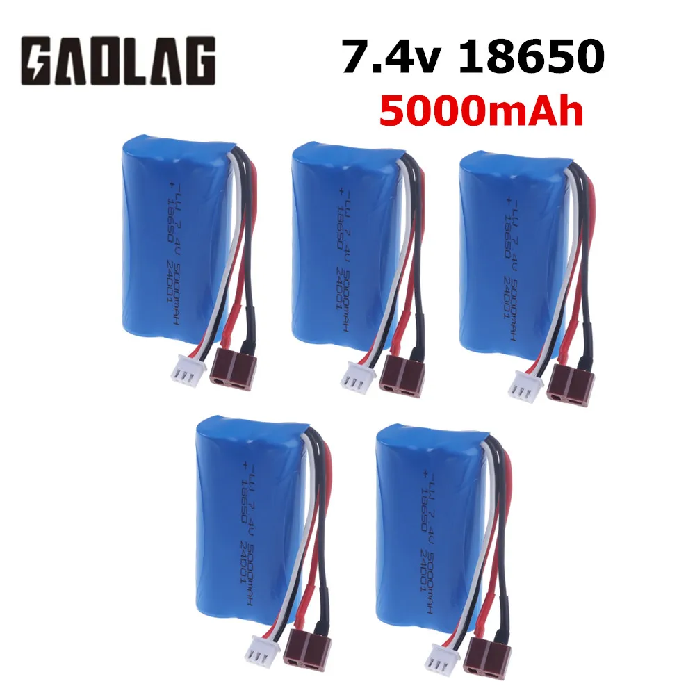 7.4v 5000mAh Lipo Battery T Plug for Wltoys 12423 10428 12429 12401 12402 12402A RC Car 7,4 В 3000 мАч RC Игрушечная Батарея