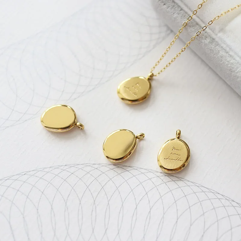 925 실버 불규칙한 타원형 펜던트 맞춤형 3D 매력 맞춤형 메시지 목걸이 완두콩 모양의 보석 목걸이 골드 크리스마스