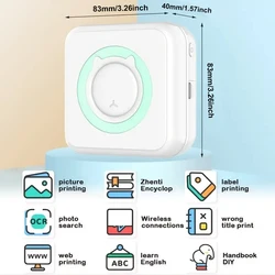 Mini stampante portatile senza inchiostro tascabile stampante termica Wireless BT per foto ricevute note etichetta Memo per Smartphone IOS Android